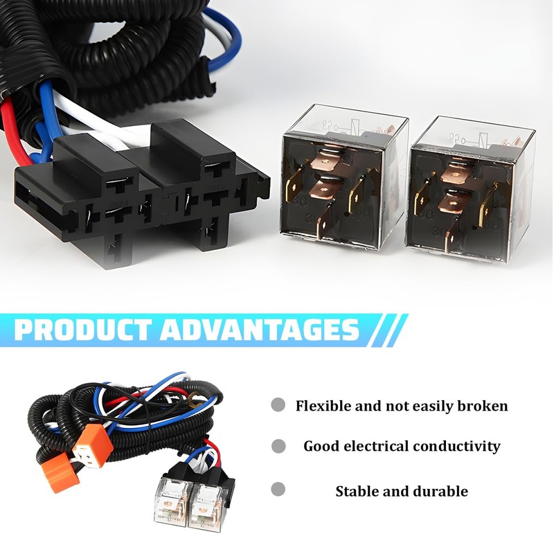 Car H4 LED Headlight Wiring Harness, 12V Heavy Duty Vehicle