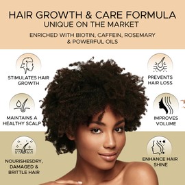 Prima Qualitas Hair Growth Oil,Enriched with 7 Powerful Hair Growth Oils, Rosemary,Caffeine, Biotin, Castor Oil, Jojoba - Repair Dry Damaged Hair, Split Ends, Prevent Hair Loss and Thicken Hair