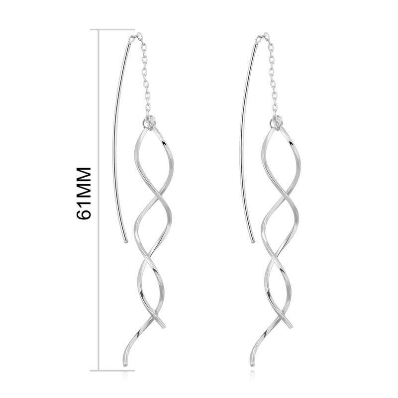 Philip Jones Silver Plated Spiral Thread Earrings