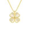 Rhinestone 4 Clover Leaf Pendant Necklace for Women Created Clear