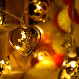 alikiki Gold Metal OM Diwali String Lights Diwali Gifts USB Powerd LED Diya Light Hindu Home Temple Mandir Altar Shrine Pooja Decor Indian Pooja Wedding Housewarming Festival Puja Items(2-Pack)