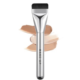 Flat Foundation Brush, Korean Makeup Brush for Liquid Foundation Ultra Thin Spatula Facial Brush Face Cosmetics Brush for Liquid, Blending, Mask,Clay, Mud, Silver
