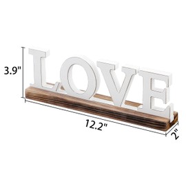 Sintosin Rustic Love Signs Decor 12", Farmhouse Wooden Love Signs for Home Decor, Distressed White Wedding Signs for Tabletop, Decorative Bedroom Signs for Valentine Thanksgiving Christmas
