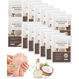 hommova 12 Pairs Moisturising Foot Socks, Foot Moisturiser Masks for Dry Cracked Feet with Shea Butter, Jojoba Oil Skin Care