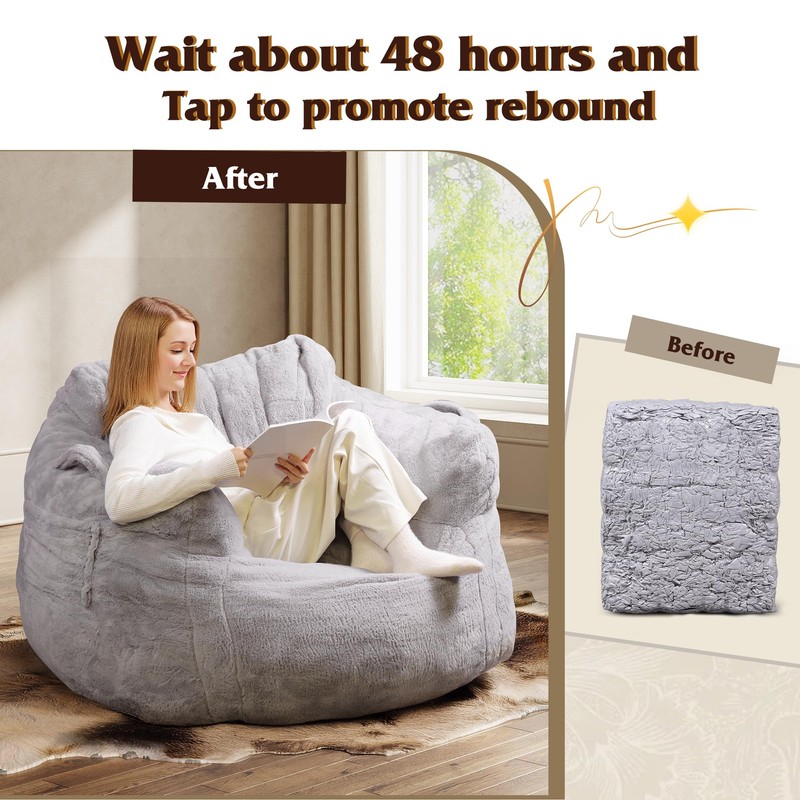 WLIVE 43'' Giant Bean Bag Chair, Bean Bag Sofa with