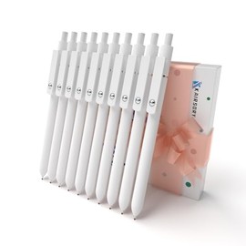 Kairsory Retractable Gel Pens,0.5mm fine point pen, smooth writing nursing pens,stationary for women,Cute Office and School Supplies for Women Teacher Students(10 Pcs White - Black Ink-0.5mm)