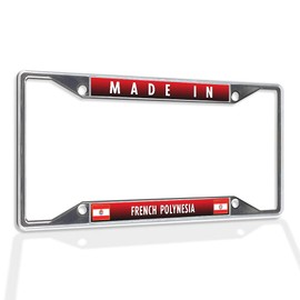 Metal Insert License Plate Frame Made in French Polynesia Weatherproof Car Accessories Chrome 4 Holes Solid Insert