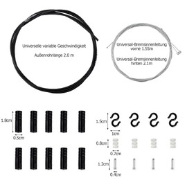 Huotflame Bicycle Brake Cable and Shift Cable Set - ** Universal Bowden Cable Bicycle Replacement Parts Kit with Outer Shell and End Caps - Compatible with Mountain Bike Road Bike BMX Folding Bike