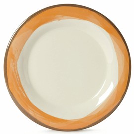 G.E.T. 9" Ivory/Orange Heavy-Duty Wide Rim Melamine Dessert Plate (Set of 4)