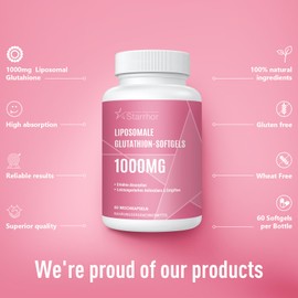 Liposomal Glutathione Soft Capsules, Highly Effective Glutathione Supplement 1000 mg per Serving, 60 Capsules