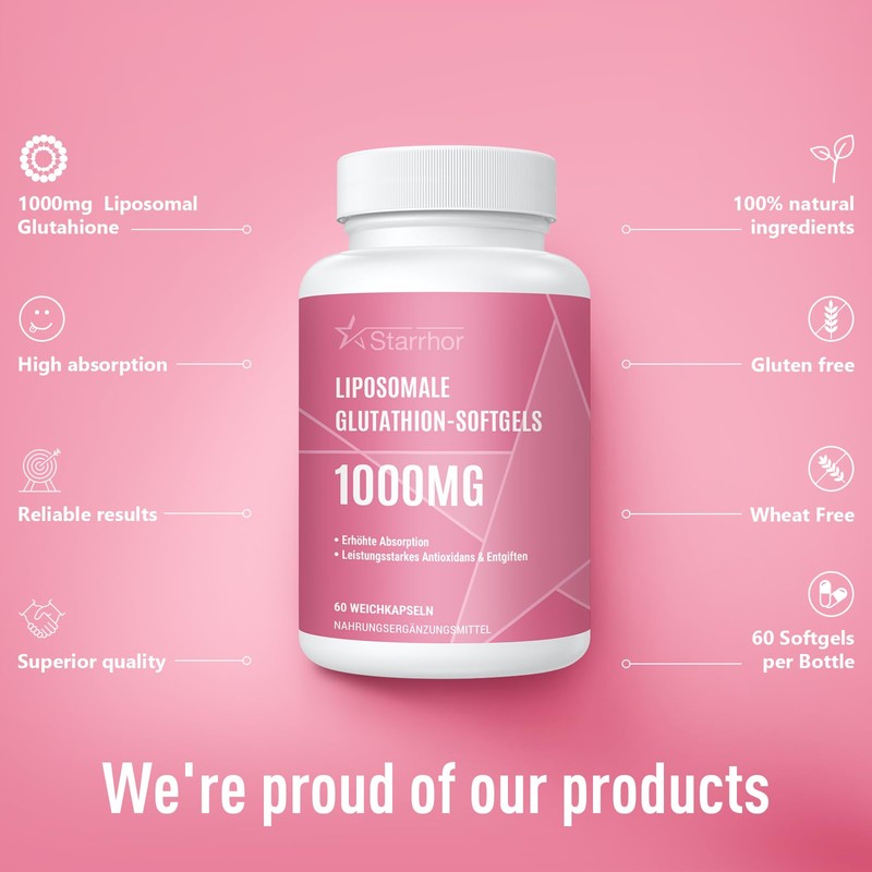Liposomal Glutathione Soft Capsules, Highly Effective Glutathione Supplement 1000 mg