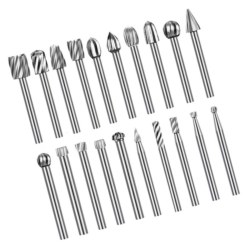 20Pcs Rotary File Burr Grinding Bit High Speed Steel Tool