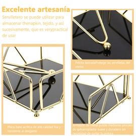 Servilleteros Mesa Elegantes,Acrílico Servilleteros,Servilletero Mesa Comedor Metal Negro,Servilletero Plano de Hierro Forjado,con Brazo Pesado y Base Acrílica,para Cocina Restaurante