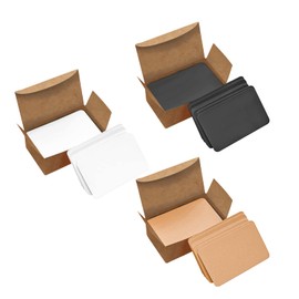 VANRA カード 無地 名刺サイズ 用紙 メッセージカード ミニ 情報カード 落書き用紙 言葉カード 手書き 紙カード 300枚入り (ブラック×1+クラフト×1+ホワイト×1)