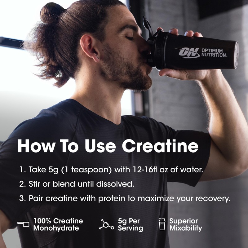 Optimum Nutrition Micronized Creatine Monohydrate Powder, Unflavored, 60 Servings, 300