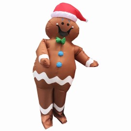 Dehasion Inflatable Christmas Gingerbread Man Costume Christmas Party Blow Up Costume