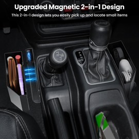 DIAMOOKY Upgraded Metal Magnetic Center Console Organizer for Jeep Wrangler JL/JLU/4XE 2018-2026 & Gladiator JT 2026 2025 2024 2023 2022-2020 Accessories Gear Shift Storage Box, Flag (Not for JK/JKU)