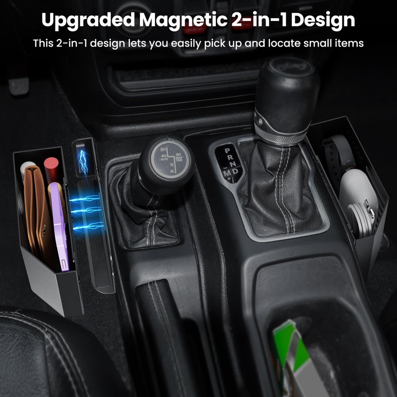 DIAMOOKY Upgraded Metal Magnetic Center Console Organizer for Jeep Wrangler
