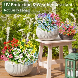 MACTING Artificial Pansy Flowers for Outdoors 24 Bundles Faux Outdoor Plants UV Resistant Fake Silk Pansies for Outside Planter Front Door Porch Yard Patio Garden Home Summer Decorations(Mix Color)