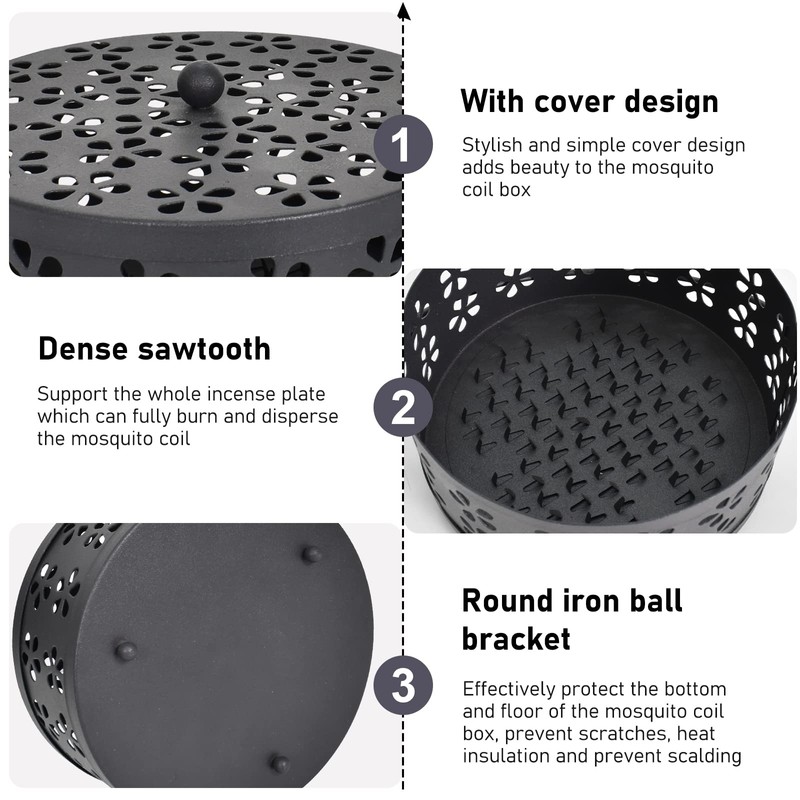 Emperoch Portable Mosquito Coil Holder, 5.7 Inch Round Mosquito Coil