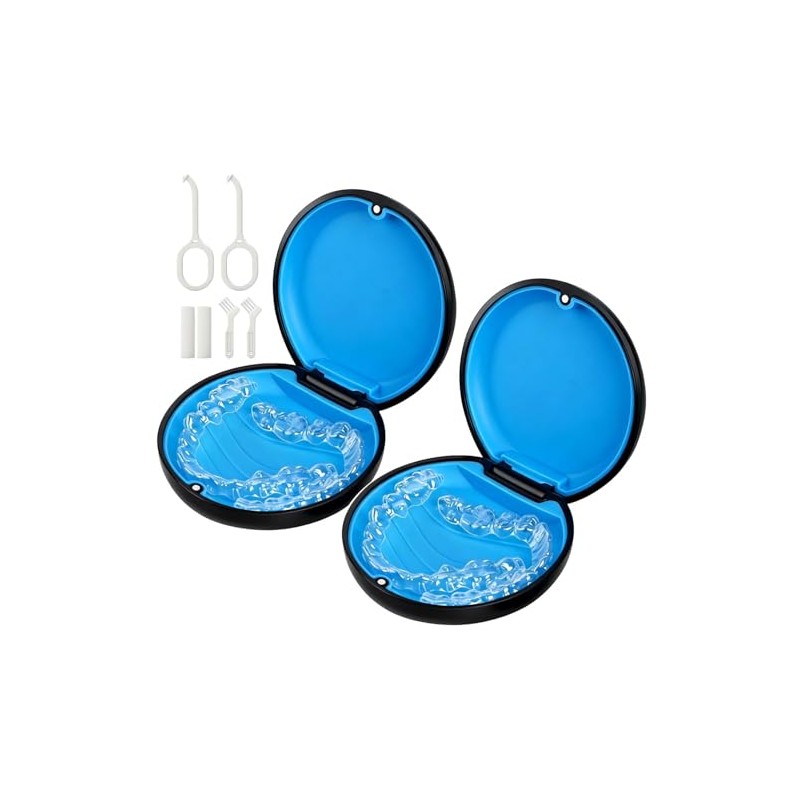 2 Pack Retainer Case, Compatible with Invisalign, Slim Aligner Case