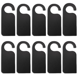 UPIQNG 10Pcs DIY Wooden Door Hangers Message Board Unfinished Door Tags Hanger Blank Wood Knob Hanger for Home Hotel Restaurant Office Decoration,Black