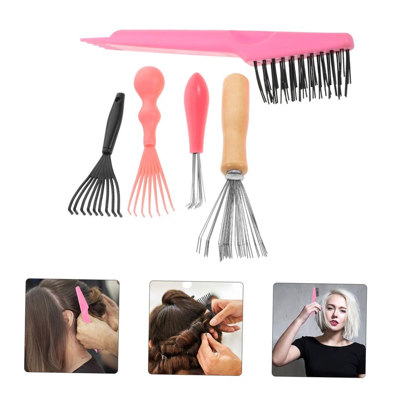 Baluue 5pcs Comb Cleaning Tool Set Grooming Kit for Barbers