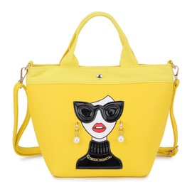 ENJOININ Funky Lady Face Purse for Women Casual Shopping Bag Top Handle Satchel Handbags Pu Leather Shoulder Bag Totes (Yellow A)