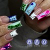 CUZIAM 3D Rainbow Crocodile Press on Nails Medium Long Square,