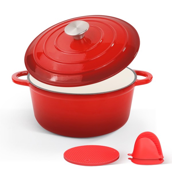 CookNexa 4.5 Quart Enameled Cast Iron Dutch Oven Pot with