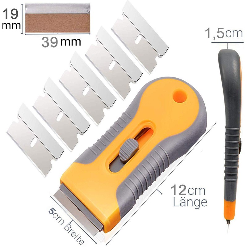 KILIGEN 10 Pcs Professional Glass Cleaning Tools Pocket Scraper Non-Brushed