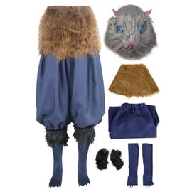 RFMSVO Inosuke Cosplay Costume Cosplay Pants Apron Suit with Mask(Medium)