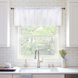 MIULEE Window Valance Half Sheer Curtains Rod Pocket Voile Drapes Extra Wide for Small Window Kitchen Cafe One Panel 60 x 18 Inch White