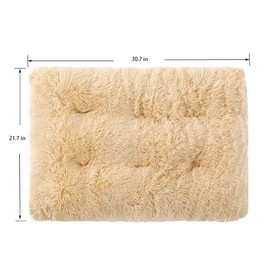 CAPT.SNOOZE Washable Crate Beds for Medium Dogs Calming Sleeping Anti Anxiety,Fluffy Soft Cozy Comfortable Dog Crate Bed for Travel Car Truck Rectangle Kennel Cage（30.7x21.7 inches，Apricot）