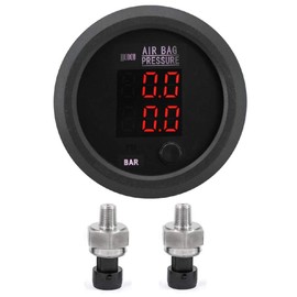 ZHSYMX Dual Display Pressure Air Pressure Gauge 290 PSI Air Pressure Gauge Kit- for Air Ride Suspension Systems -2Inch 0-290PSI with 2Pcs 1/8NPT Sensors Red Display for Car & Truck