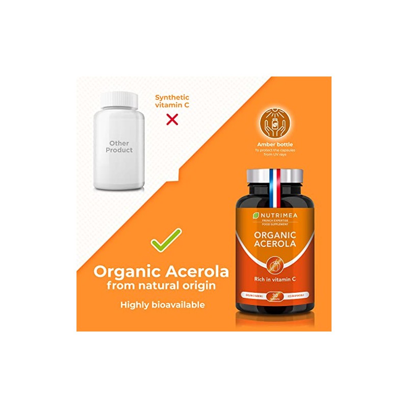 Nutrimea Organic Acerola 1000mg - Vitamin C Supplement – 30