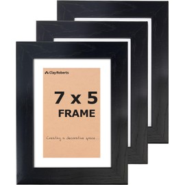 Clay Roberts Photo Picture Frames 7 x 5, Black, Pack of 3, Freestanding and Wall Mountable, 13 x 18 cm, 7x5 Picture Frame Set, Black Frames, Photo Frame, 5x7 Photo Frame, 5x7 Picture Frames