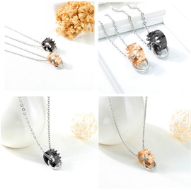 Flongo Couple bracelet, necklace set, rope bracelet, partner bracelets, pendant necklace with engraving, heart puzzle, partner chains, Stainless Steel