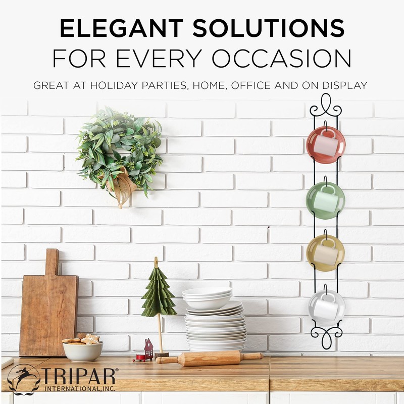 Tripar Augusta 4-Tier Vertical Black Cup and Saucer Plate Rack