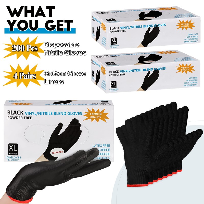 Janmercy 200 Pcs Disposable BBQ Nitrile Gloves with 4 Pairs