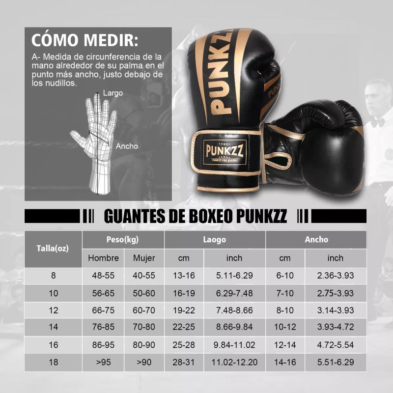 PUNKZZ Guantes De Box Punkzz Para Kickboxing,strap Velcro, 8 -