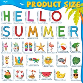 30 Pcs Hello Summer Garage Door Decoration Magnets Summer Garage Door Magnets Sun Gnome Car Refrigerator Magnetic Flamingo Palm Tree Magnetic Stickers for Luau Party Car Garage Decor