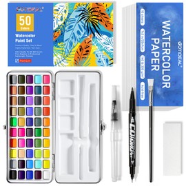 GOTIDEAL Watercolor Paint Set, 50 Vivid Colors with Portable Carrying Case, Perfect Travel Water Colors Paint Adult Set for Artists,Beginners,Professionals