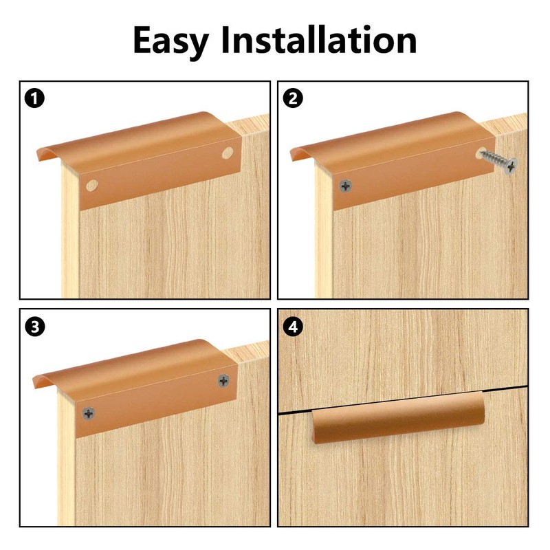 BokWin 6Pcs 80mm/3.15" Modern Style Finger Edge Pull, Aluminum Furniture