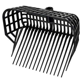 Kerbl Manure fork without handle (bolt fork with large capacity, 17 teeth, unbreakable plastic, chip fork, black, dimensions 38 x 30 cm) 326056