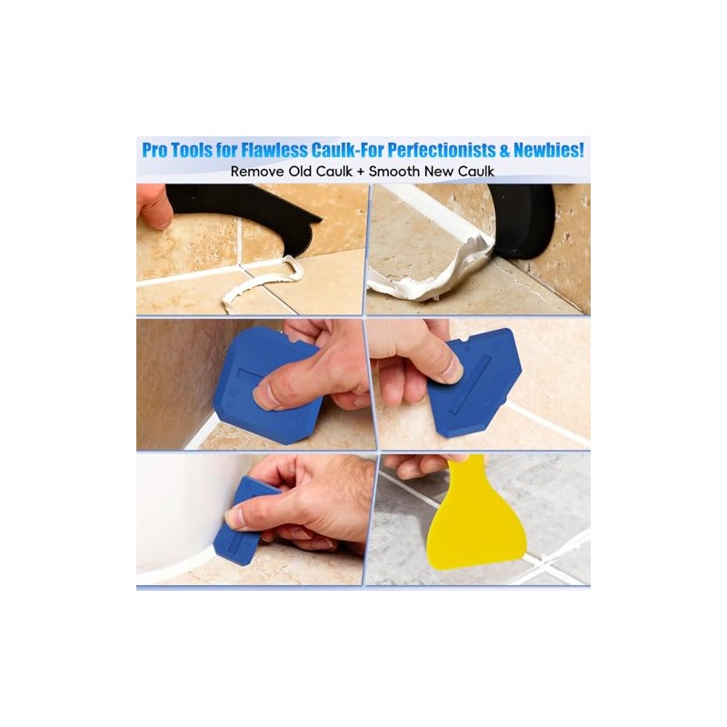 for 23-Piece Caulking Tool Kit, 3-in-1 Grout Removal Tool, Caulk