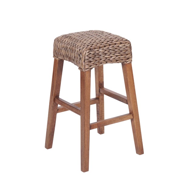 JONATHAN Y BSL1101A Maui 29.5" Rustic Bohemian Hyacinth/Wood Backless Bar