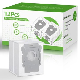 Rowhalf 12 Pack Vacuum Bags for iRobot Roomba, Effective Dust Filtration, Compatible with i3+ i4+ i5+ i6+ j6+ i7+ j7+ i8+ J8+ J9+ s9+ 104 105 405 505 705 Combo & All Clean Base Auto Dirt Disposal bag