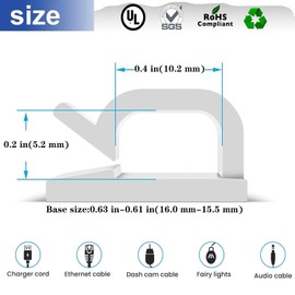 SZFUDIGO Cable Clips，50PCS Electrical Cord Management Adhesive Cable Wire Clip Wire Clips Wall，Used for Cars, Offices, and Homes Cable Clips Cord Organizer (White)