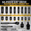 3/8'' Drive Impact Socket Set - 50-Piece Shallow & Deep